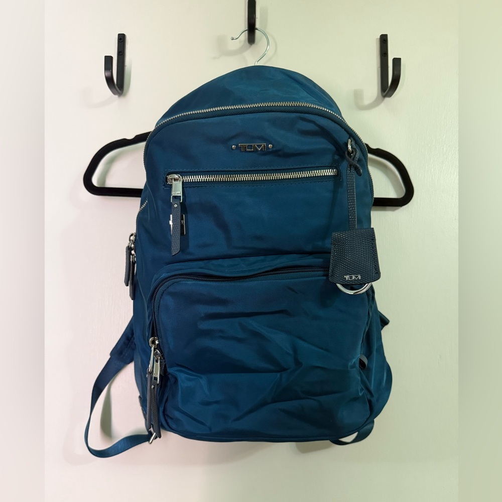 Tumi Voyageur Hilden Nylon & Leather Backpack Dark Turquoise